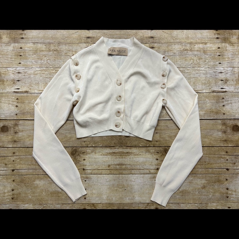 Aya Muse Cream Button-Up Sweater